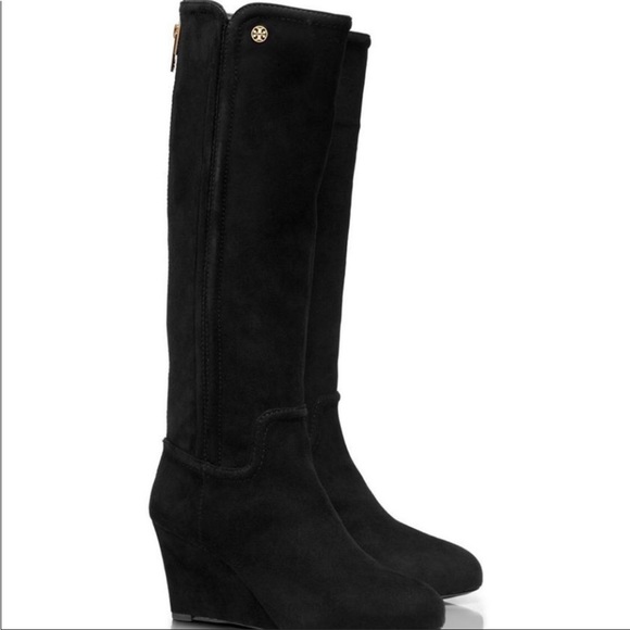 Tory Burch Irene Suede Wedge Boots 11 - Picture 1 of 10